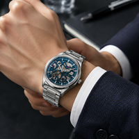 Reloj de Lujo Esqueleto Personalizado OEM, Reloj Mecánico de Acero Inoxidable con Puntero, Reloj de Hombre Resistente al Agua 5 ATM, Proveedor Mayorista
