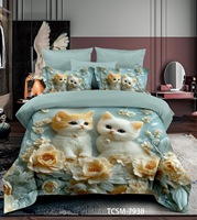 Ensemble de literie en microfibre 100% polyester, imprimé chat 5D, vif et coloré, ensemble de housse de couette, ensemble de literie pour la maison