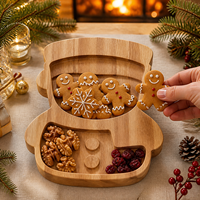 Plateau de service en bois de Noël motif Père Noël mignon, vente en gros d'usine, pour biscuits, bonbons, collations et tables de fête de Noël