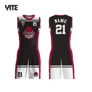 Latest Design Custom Wholesale Reversible Basketball Uniform Sets Top Quality Men Black Basketball Jersey