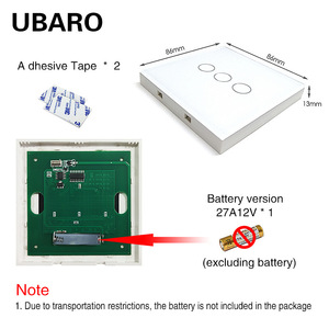 Interruptor de Control Remoto Ubaro, Panel de Vidrio Templado de 86 mm, Inalámbrico RF, 220V CA, Blanco, Negro, Dorado, Gris - Product Image 3