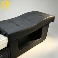 Fauteuil de lavage et de massage capillaire réglable sur mesure pour salon de coiffure et spa, en cuir PU noir et blanc, avec structure en acier inoxydable durable, pour instituts de beauté et barbiers