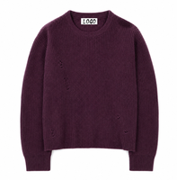 Pull en maille côtelée déchiré personnalisé pour homme, col rond, manches longues, coupe décontractée, style streetwear, fournisseur en gros OEM ODM