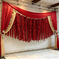 Décoration de mariage de luxe personnalisée, fleur de glycine rectangulaire en soie ivoire et rouge suspendue pour décoration de plafond intérieur/extérieur, fête de mariage