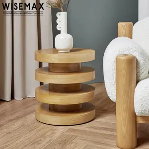 WISEMAX फर्नीचर नॉर्डिक कमरे में रहने वाले फर्नीचर प्राकृतिक ठोस लकड़ी के फ्रेम चाय की मेज दौर शीर्ष सर्पिल आधार कॉफी टेबल