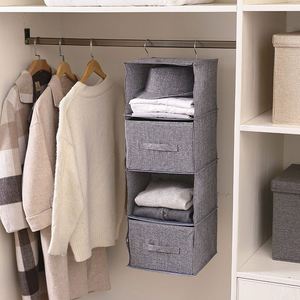 High Quality Cotton Linen Folding Multifunction <b>Hook</b> Type Hanging <b>Shoes</b> Clothing Tools Storage Drawers Wardrobe Organizer - Product Image 6