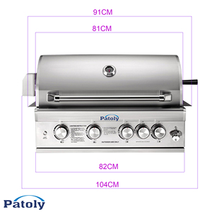 Eingebauter 4-Brenner-Grill mit Großer Grillfläche, Modernem Design und Drehknopfsteuerung für LPG/NG-Gas, Ideal für die Küche - Product Image 4