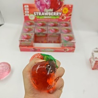 Jouet anti-stress transparent en TPR, gelée de vaseline fraise, effet souple, pour ASMR, à presser, en forme de fruit