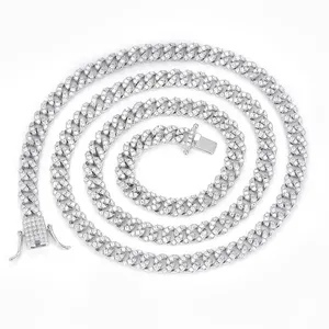 Wholesale Price 6MM 10MM Width D Color VVS Moissanite Diamond Solid Chain Men Necklace Cuban Link Chain