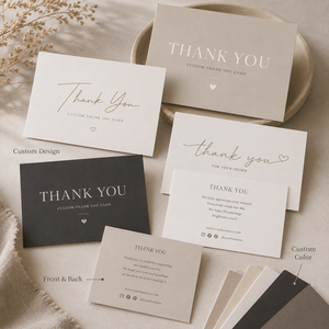 Cartes de Remerciement Personnalisées Tons Neutres DIY – Design Simple et Élégant pour l'Appréciation des Commandes et la Promotion de la Marque - Product Image 6