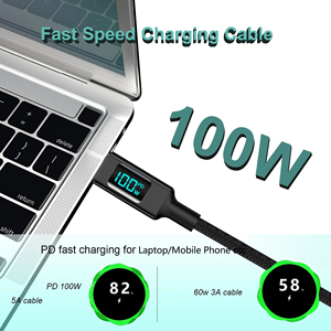 Mới 100W TYPE-C hiển thị kỹ thuật số siêu nhanh sạc cáp dữ liệu màn hình Led thời gian thực dây điện phụ kiện di động - Product Image 2