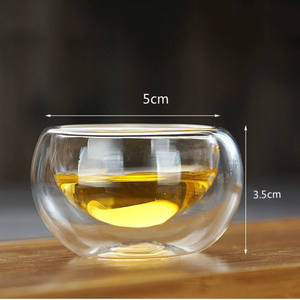 Mini taza de té de cristal de doble pared de 30ml, diseño moderno resistente al calor para té chino Gongfu, estilo clásico, tamaño pequeño para tazas de café - Product Image 6