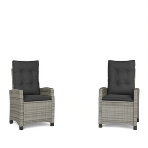 Set di 2 Sedie da Giardino Reclinabili in Rattan Grigio, Design Standard, Arredo Esterno con Reclinazione Manuale e Gambe Affusolate - Product Image 1