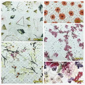 New Design 100% Cotton Fabric Embroidery Lace Print Color Voile Fabric Cotton Embroidery Fabrics