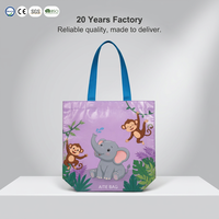 Sac fourre-tout réutilisable en PP tissé laminé imprimé en couleur personnalisée, style dessin animé, imperméable, sac à livres pour enfants, sac promotionnel