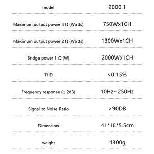 2000 watt công suất cao lớp D xe khuếch đại nhôm xây dựng cho tản nhiệt Equalizers Crossover Combo Mono - Product Image 4