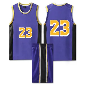 Vente en gros d'ensemble de vêtements de basketball équipe réversible pour hommes uniformes de maillots de basketball maillot personnalisé maillot de basketball