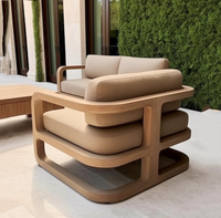 Sigma Design vente en gros d'usine d'ensemble de canapés de patio en teck massif couleur personnalisée meubles en bois d'hôtel canapé de jardin extérieur avec coussin