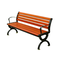 Banc de parc Shengri, banc de jardin en bois massif pour loisirs en plein air, avec dossier en fer forgé et aluminium moulé, 1,2 m/1,5 m