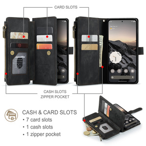 Étui portefeuille à fermeture éclair en cuir CaseMe <span class=keywords><strong>C30</strong></span> pour Google Pixel 10 Pro XL 9A 10A 8A 7A 9 8 Pro avec porte-cartes - Product Image 4