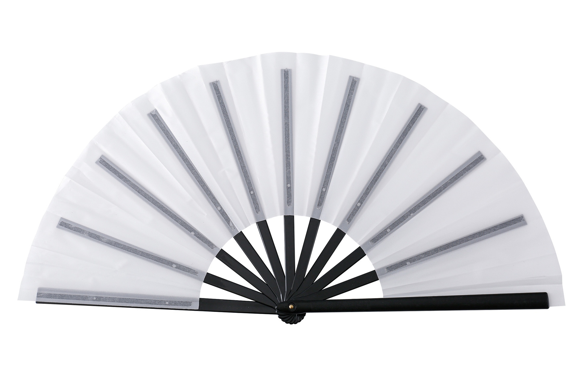 12 Abanicos Blancos con Mango Negro (Varillas de Plástico)