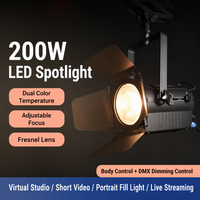 Projecteur de scène Fresnel 200W blanc chaud pour théâtre et studio TV avec options de montage sur pied et suspendu