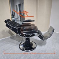 Fauteuil de barbier moderne professionnel avec cadre chromé, rembourrage en diamant et système hydraulique inclinable