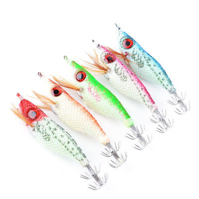 Squid Jig Hook Hard Fishing Lures Luminous Fishing Shrimp Lure Artificial Baits Bionic Plastic 3D Eyes Prawn Glow Bait