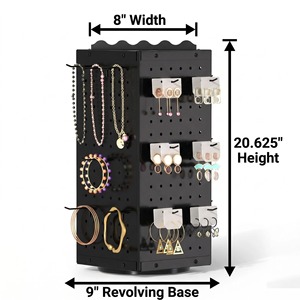 Ou Shumei Rotating Jewelry <b>Display</b> <b>Rack</b> With Pegboard Hooks For Store Shelving Indoor Use Modern Style Pre Assembled - Product Image 2
