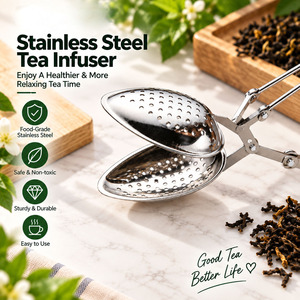 Infusor de té de malla de acero inoxidable chapado en oro con forma de corazón, personalizado, económico, con asa - Product Image 3
