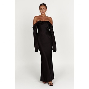 Nuevo Vestido Maxi Personalizable de Alta Calidad y Económico con Hombros Descubiertos y Cuello Tipo Capucha - Negro 2024 - Product Image 1