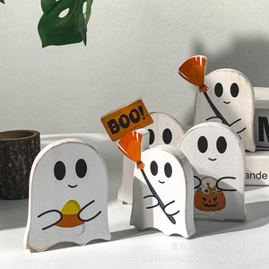 Ensemble d'ornements fantômes d'Halloween en bois, décoration de centre de table pour usage intérieur à la maison - Product Image 3