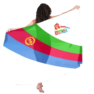 Hot Sell Traditional Eritrea Custom Beach Sarong Wholesale High Quality Eritrean Flag Pareo Sarong Women Bikini Swimsuit Coverup