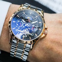 Montre mécanique automatique squelette pour homme, de luxe, tendance, lumineuse, avec bracelet en acier inoxydable, haute qualité