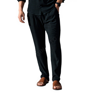 Ensemble chemise et pantalon en lin décontracté pour <span class=keywords><strong>homme</strong></span>, 2 pièces, manches longues, <span class=keywords><strong>été</strong></span>, haute qualité, personnalisable avec logo, vente en gros - Product Image 3