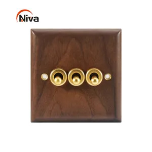 Best Selling Black Walnut Gold Toggle Modern Wall Switch Smart Home System 3 gang 2 way toggle switch