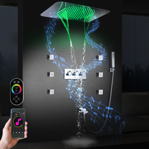 Soffione doccia musicale a LED incorporato a soffitto 580*380mm Set di rubinetti per doccia con corpo principale per acqua calda e fredda a cascata - Product Image 2