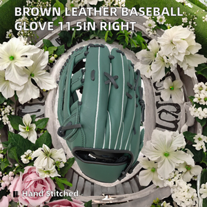 Sumax Classic Brown Leather Baseball Glove Left-Hand <b>Throw</b> 11.5in Hand-<b>Stitched</b> Softball Fielding Mitt with Shock Absorption - Product Image 2