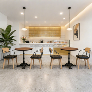 Silla de Comedor Moderna de Estilo Natural con Tapicería de Cuero, Juego de Mesa y Sillas de Madera Cuadradas para Restaurante, Cafetería o Comida Rápida - Product Image 6