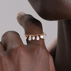 Anillo de Cadena de Oro, Plata de Ley 925, Minimalista, para Uso Diario, con Circonita Cúbica 5A, Ajustable, para Mujer - Product Image 5