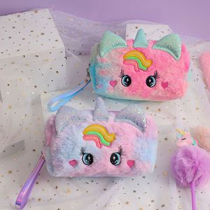 Plush Stationery Zipper <b>Pen</b> <b>Box</b> Cosmetic Makeup Cute Bag Fluffy Pencil Case Pouch for Kids Girls - Product Image 3