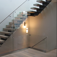 Massive Eiche Mono Stringer Straight Flight Holztreppen Schwimmende Treppenstufen Indoor Moderne Holztreppe Home Villa
