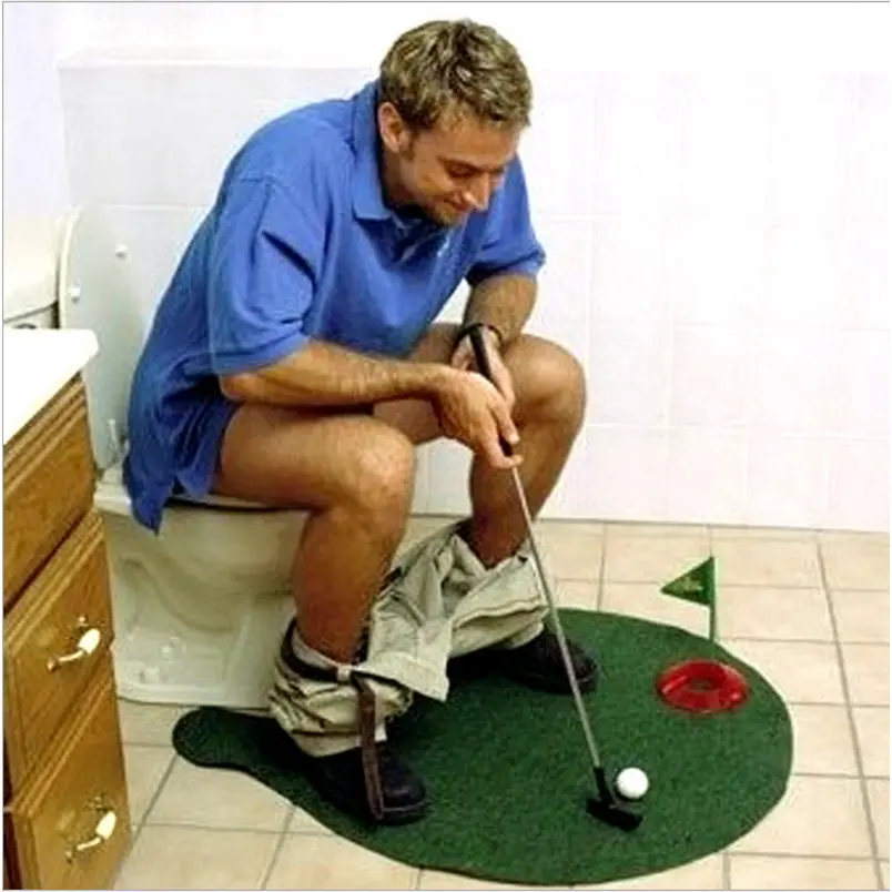 Offre Spéciale toilette salle de bain Mini Golf Pot Time Putter jeu pour grand cadeau Gag ou éléphant blanc cadeau ou sale Santa cadeaux