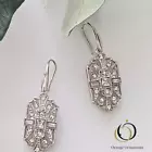 Boucles d'oreilles princesse et baguette en diamant en vrac faites à la main en argent sterling bijoux de mariage pour femmes - Product Image 4