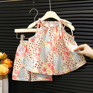 Conjunto de Ropa de Verano 2025 para Niñas: Conjunto de Ropa Infantil Chic y Moderno con Pantalones Anchos sin Mangas para Niñas Pequeñas - Product Image 3