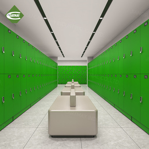 <span class=keywords><strong>Casier</strong></span> de rangement HPL personnalisable Cartmay avec compartiments, vestiaire de gym, spa, vestiaire de fitness avec bancs, serrure électronique - Product Image 2