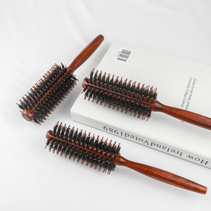 <span class=keywords><strong>Brosse</strong></span> à cheveux en poils de sanglier avec picots en nylon, manche en bois, pour démêler, lisser, boucler, volumiser et sécher les cheveux à la maison - Product Image 4