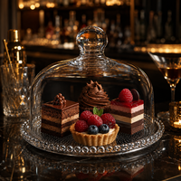 Dôme à gâteau élégant en verre carré avec plateau de service, cloche à dessert transparente pour gâteaux, cupcakes et présentation de fête, compatible congélateur
