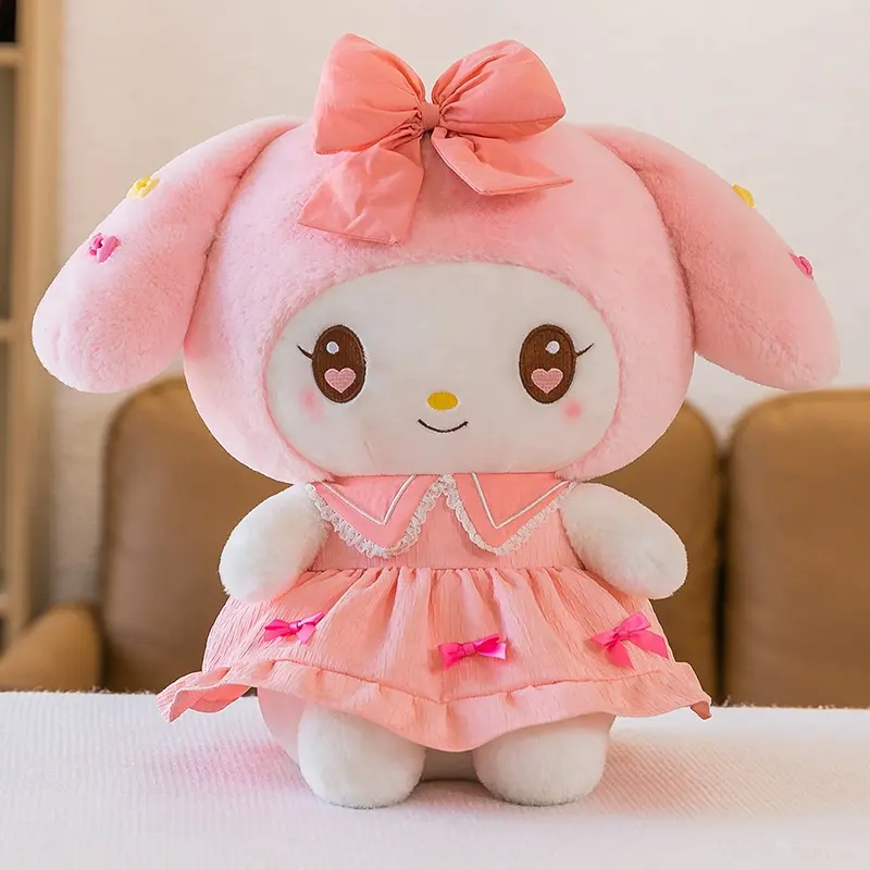 Nuevo vestido de princesa Kawaii Kulomi juguete de peluche 65cm muñeco de peluche lindo My Melody almohadas para dormir regalos de cumpleaños