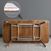 Nordischer Holz-Esstisch mit Quarzstein-Platte, Ausziehbar und Maßgefertigt; Modernes Minimalistisches Rechteckiges Klappbares Ausziehbares Esszimmer-Set für